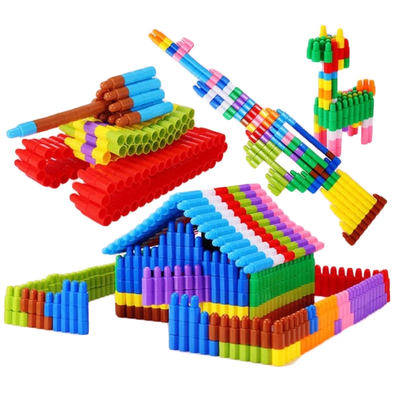 60/180/280pcs Coloridos Bloques de Construcción de Juguetes Para los Niños Regalo de la etiqueta Engomada Masiva de Ladrillos Figura Accesorios Compatible con Juguetes de Niños 1