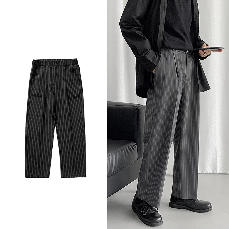 2020 Hombres de la Moda de Tendencia Simple Negro/gris Traje de Pantalones de Algodón Pantalones Formales Suelto de la Raya de la Impresión Casual Pantalones de Gran Tamaño M-5XL 1