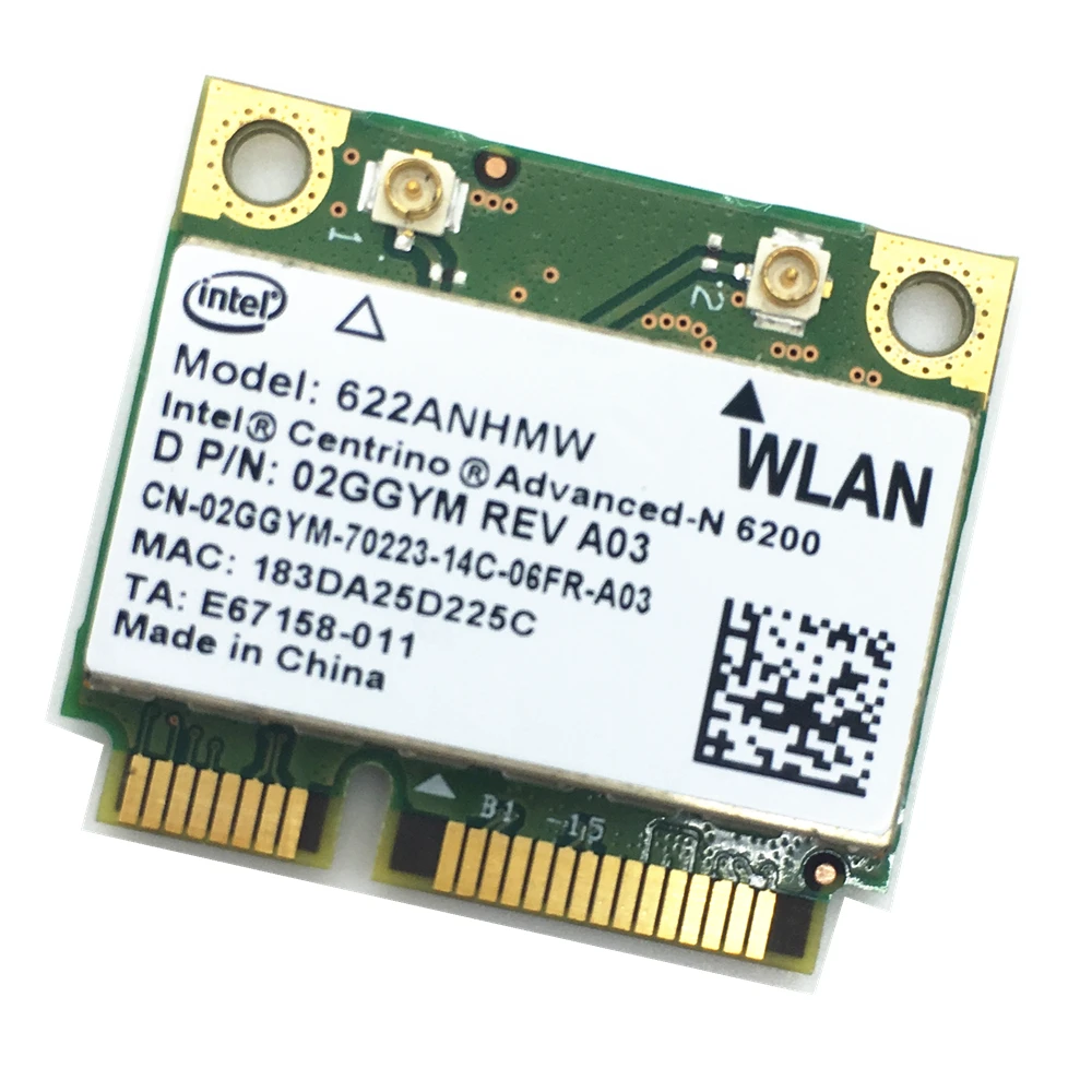 Para Advanced-N de Intel 6200 622ANHMW de Doble Banda (2.4 GHz y 5 GHz) 2x2 MINI PCI-E tarjeta de 300Mbps 1