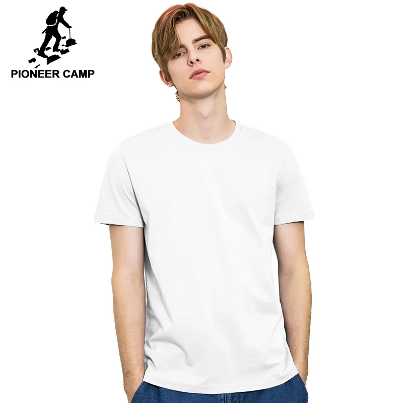 El Campamento de pioneros negro camiseta de los hombres de algodón 4XL verano sólido blanco casual camiseta de hombre de manga corta más el tamaño de t camisa regular fit 1
