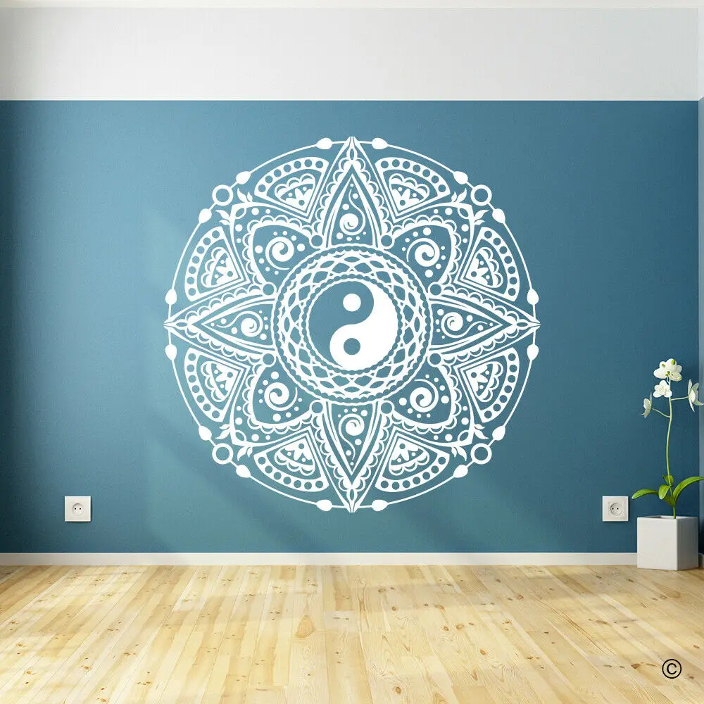 Yin Yang Mandala de la Flor de la Pared Calcomanía de Vinilo Bohemia Pegatinas de Pared para la Sala de estar Decoración Extraíble de Arte de la Familia fondo de pantalla 1