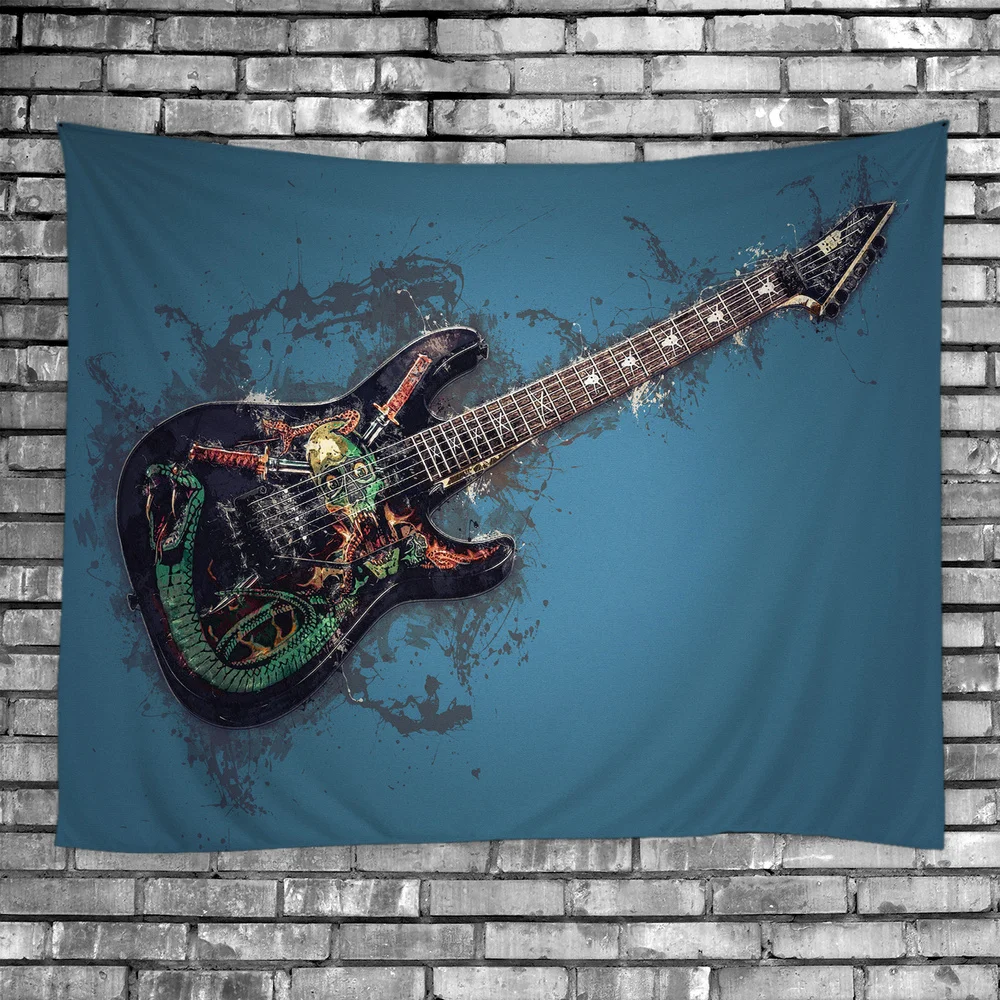 La música de Guitarra Tapiz Mandala para Colgar en Pared Azul Real 3D Hippie Tapiz de Decoración para el Hogar 1