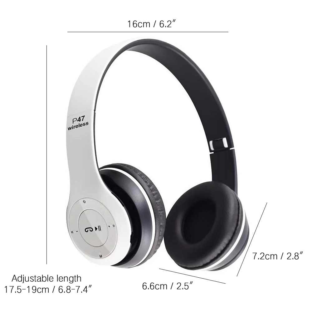 P47 Bluetooth Auriculares Inalámbricos de Audio Estéreo de Auriculares Inalámbricos Auriculares Bluetooth Auriculares Para Ordenador, Teléfono en la Cabeza PC Con Micrófono 1