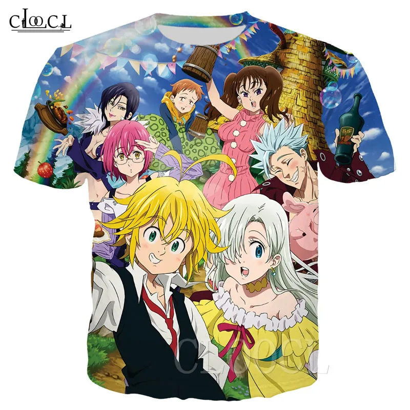 De nuevo Los Siete Pecados capitales 3D Divertido Anime camisetas de Nanatsu No Taizai Harajuku T-shirts Ropa Tops de gran tamaño de Camisetas de la parte Superior 1