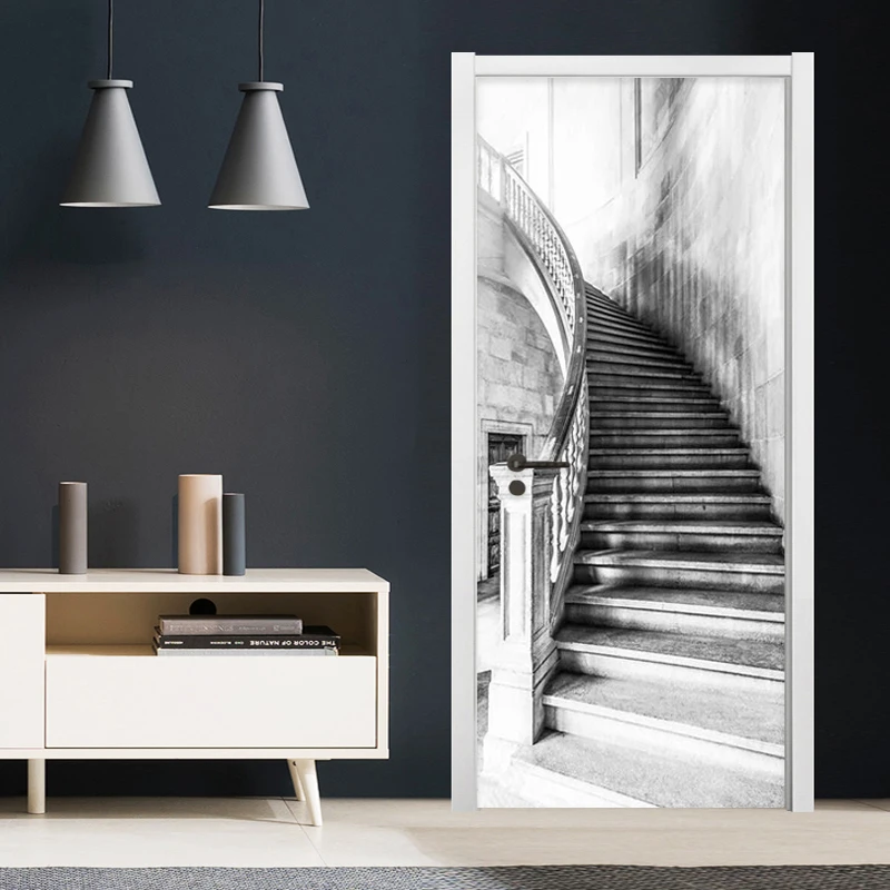 En Blanco Y negro Escaleras Pegatinas de Pared 3D Retro Creativo DIY Decoración del Hogar, papel pintado del PVC de la Auto-Adhesivo Impermeable Murales 3 D Pegatinas 1