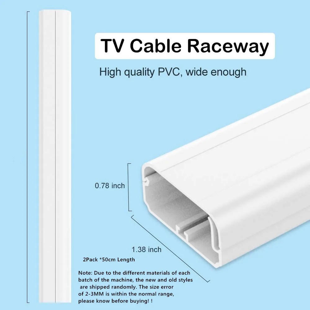 TV Cable de la Cubierta de Corrector,Cable Largo del camino de rodadura del Canal, se puede Pintar de TV Cable Hider para Montado en la Pared TV W1.38 en X H0.78in 1