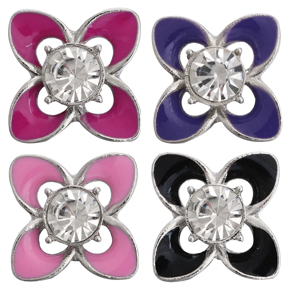 5pcs/lot Snap Joyería de Metal de Cristal de diamante de imitación de Amor de la Flor de 18mm Snap Botones de Flor Encantos Ajuste Complemento Brazaletes para las Mujeres 1