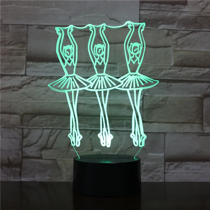 El Ballet de Danza vals 3D LED Luz de la Noche de Cambiar la Lámpara de Halloween de Luz de Acrílico de la Ilusión de la Lámpara de Escritorio Para los Niños Regalo de Dropship 1