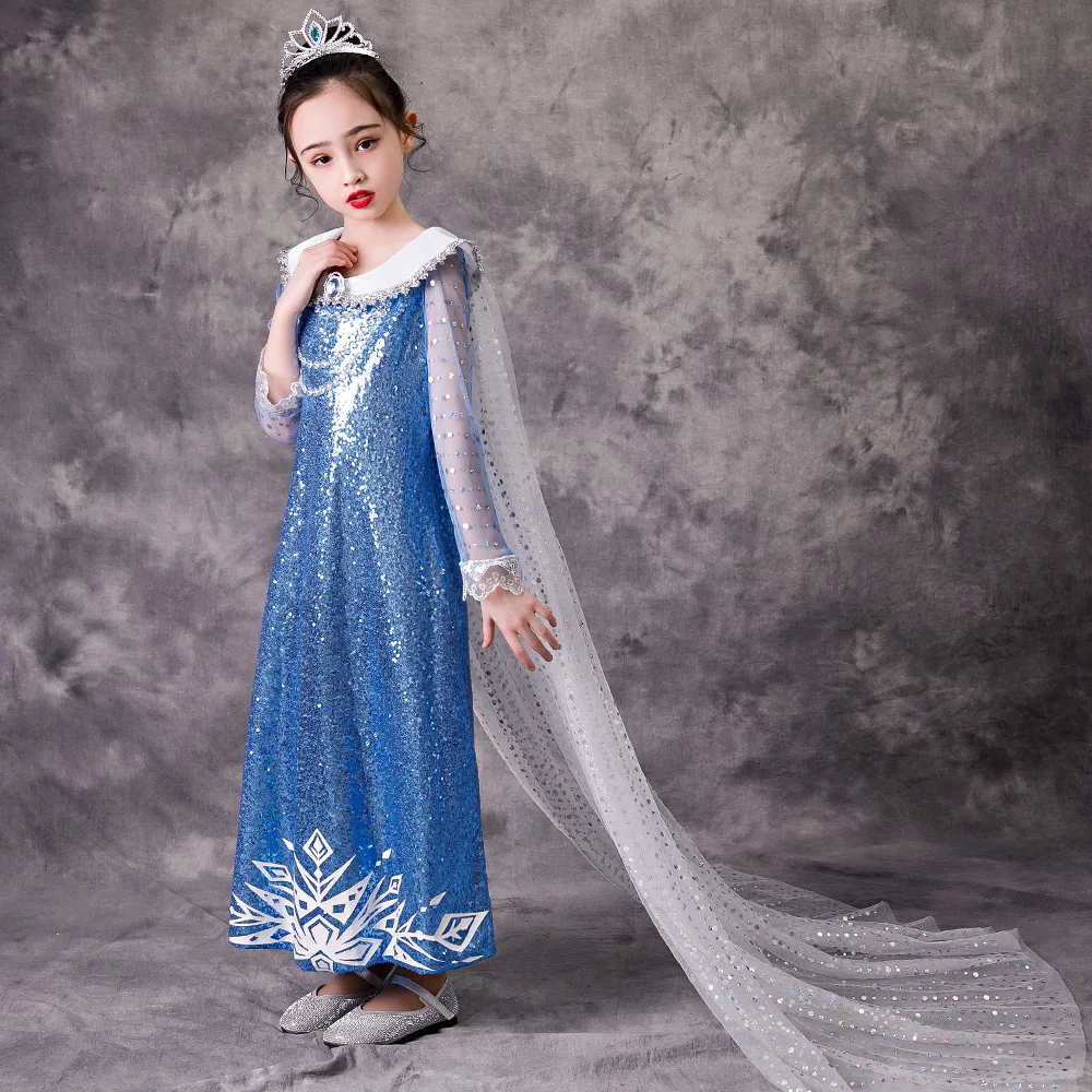 La reina de la nieve de nuevo cosplay de la princesa vestido de las niñas Elsa y Anna vestidos de las niñas fiesta de la fiesta de cumpleaños de la princesa de disfraces 1
