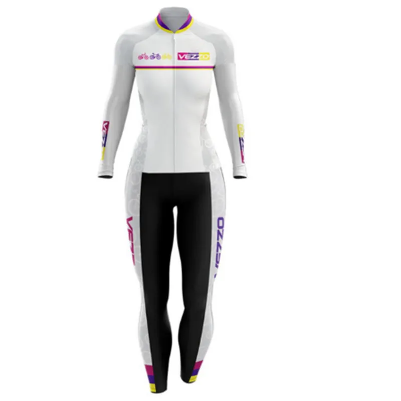 2021 Vezzo de las Mujeres de Triatlón de Larga Ropa de Ciclismo Skinsuit Ropa Maillot Ciclismo Go Pro Almohadilla de Gel de Bicicletas Jersey Conjuntos de Mono 1