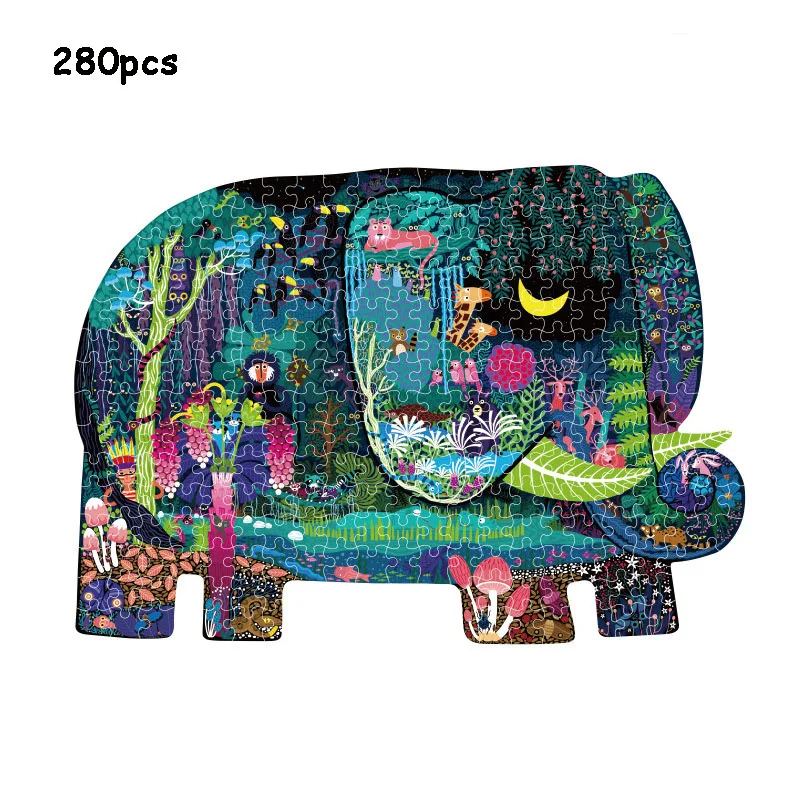 280 Pedazo de animal Puzzle Niños de Juguete de Bebé Rompecabezas de papel de dibujos animados de Dinosaurios elefante panorama de los Animales el mejor regalo de cumpleaños para el bebé 1