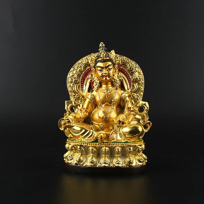 12cm Tsanbala/Jambhala de la Resina de la Estatuilla de Buda, Bodhisattva Delicado Budista Tranic Chapado en Oro del Tesoro de la Figura de la Estatua de Buddha 1