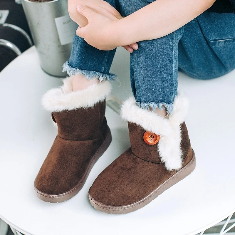 2019 Caliente Botas de Nieve Niños Para los Niños Nuevos de Niño de Invierno de la Princesa de Niño Zapatos antideslizantes Plana del Dedo del pie Redondo de las Niñas de Bebé Precioso Botas 1