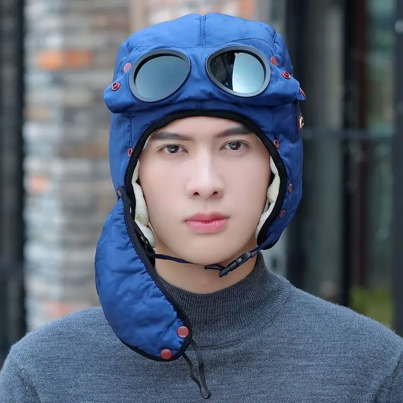 2020 Nuevo Original Diseño De Sombreros De Invierno Para Las Mujeres De Nueva Moda Gorro De Invierno De Los Hombres Impermeables Con Gafas Cool Pasamontañas 1