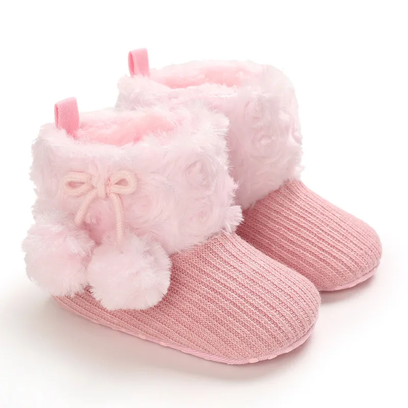 0-1 año de Edad Bebé Zapatos de Suela Suave Bebé Primeros Caminantes Niño Niñas Botas de Nieve de Color Sólido Zapatos de Cuna 1