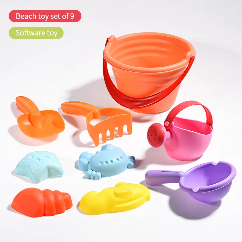 9-26PCS juguetes de playa para niños Set de baño Kit de arena de Mar de Plástico suave balde de la Pala del molde de Agua de juego y diversión de verano Juego 1