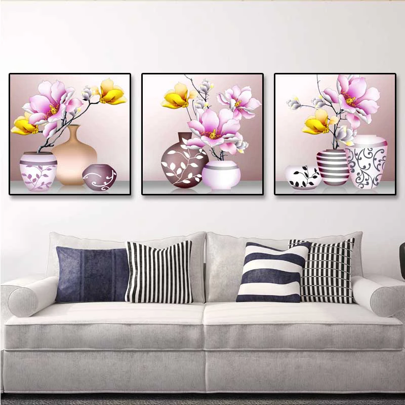 DIY Chino de punto de Cruz Conjuntos para kit de Bordado,la Moda, el arte jarrón de Magnolia flores impreso de punto de cruz patrones de kits de bordado 1