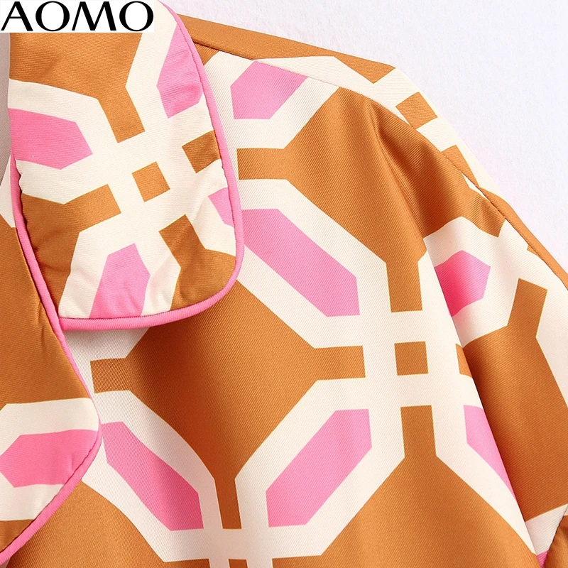 AOMO de la moda de las mujeres de gran tamaño de impresión de la gasa de la blusa de verano de manga corta elegante femenina casual suelto blusas tops BE363A 1