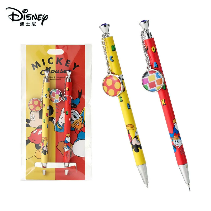 Disney Congelado Pato Donald dibujos animados estudiante papelería lindo lápiz mecánico + creadora de Mickey bolígrafo conjunto 1