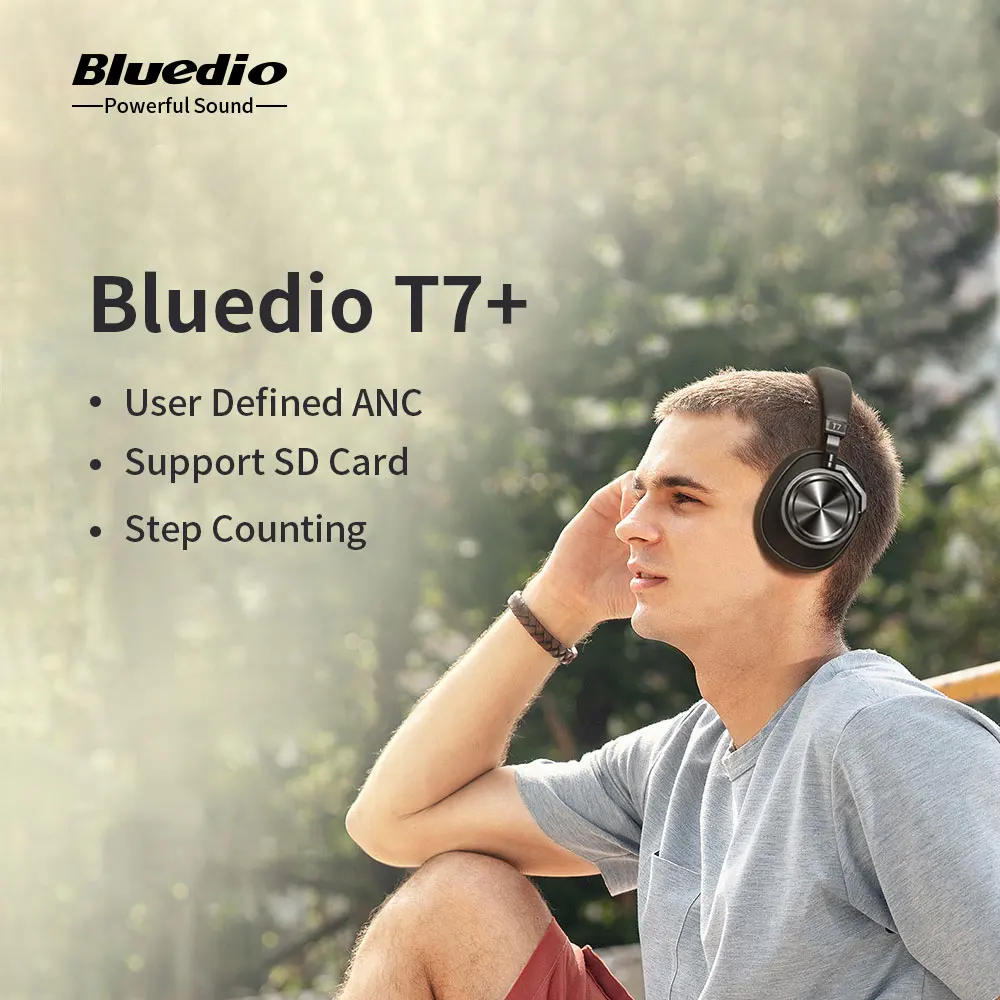 Original Bluedio T7 Además de los Auriculares Bluetooth de la ANC Y el Auricular Inalámbrico de alta fidelidad de Sonido Paso a Contar Control Táctil Auriculares VS H2 1