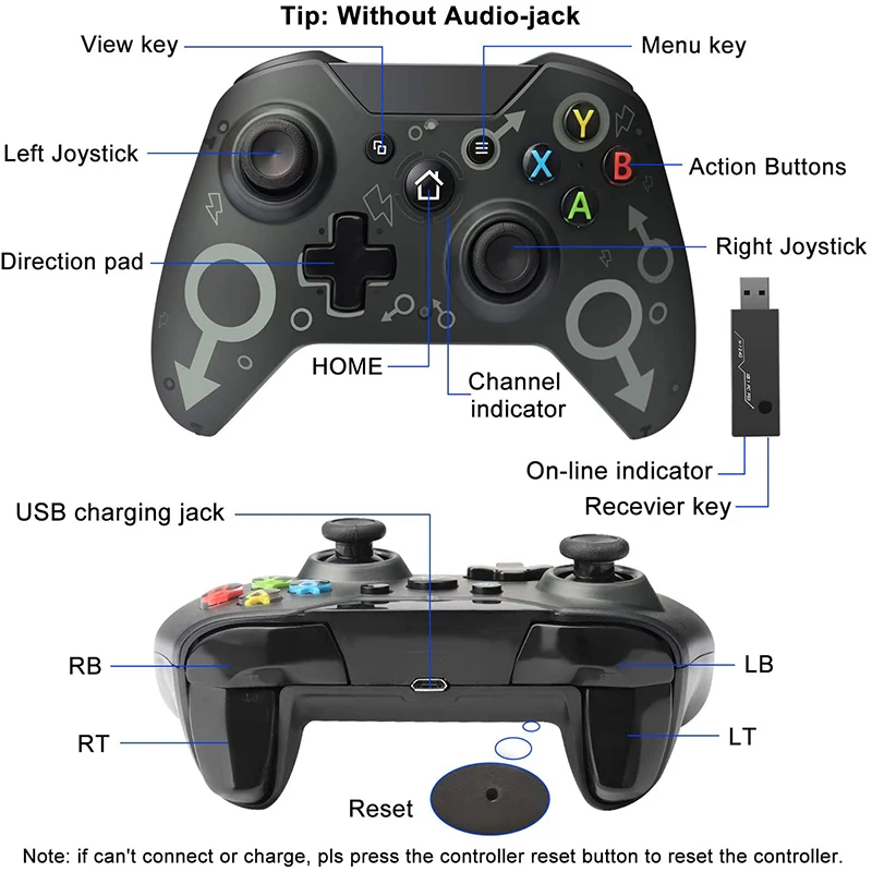 Caliente Para Xbox Un Controlador de 2.4 GHZ Wireless Gamepad Bluetooth Remoto Joystick de PC Para Xbox One/One S/One X/P3 Game Pad 1