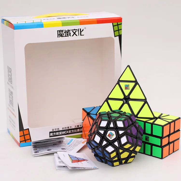 Cubo Moyu Paquete de 2x2 3x3 4x4 5x5 Velocidad Cubo Conjunto Mofang Meilong Cubo Mágico MF2S MF3S MF4S MF5S Pack de Rompecabezas de Juguete de la Caja de Regalo 1