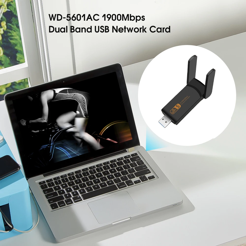 KEBIDU 1900Mbps USB 3.0 Adaptador WiFi de 2.4 GHz 5.0 GHz Externo de la Tarjeta de Red Inalámbrica de Banda Dual Wifi Receptor Adaptador de Escritorio 1