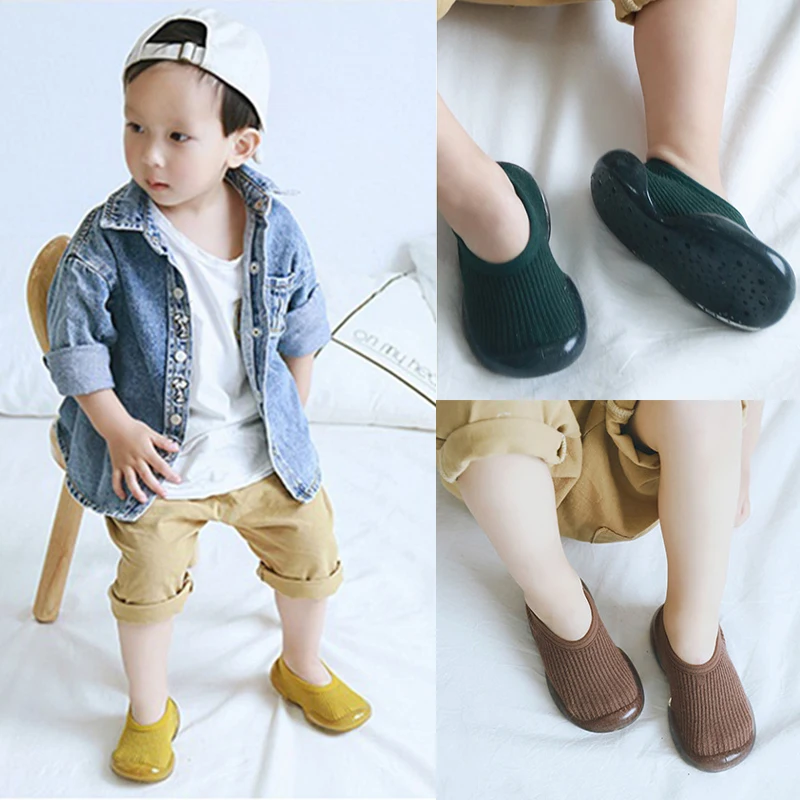 Bebé niños niñas calcetín zapatos de piso antideslizante calcetines de bebé suave suela de goma niño zapatos calcetines calcetines de bebé con suela de goma 1