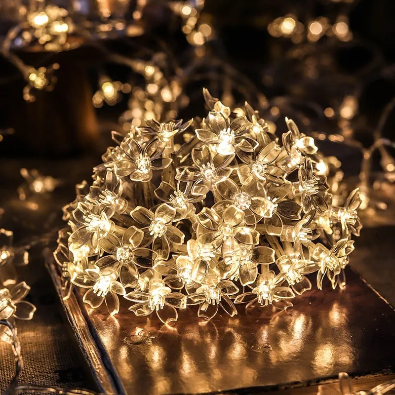 2M/3M 20LED Snowflaker Garland Cadena de Luces Alimentado por Batería Flores de Cerezo de Hadas de la Luz Para el Año Nuevo Árbol de Navidad Decoración para el Hogar 1
