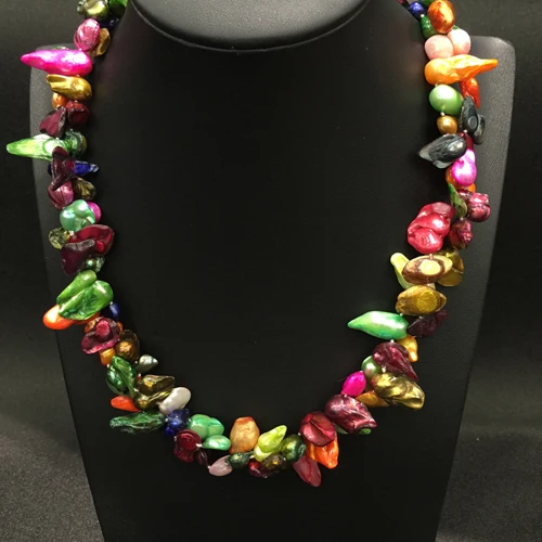 Anudado a mano 100cm de largo naturales y exóticas de colores barroco de la perla del collar suéter cadena de la joyería de la moda 1