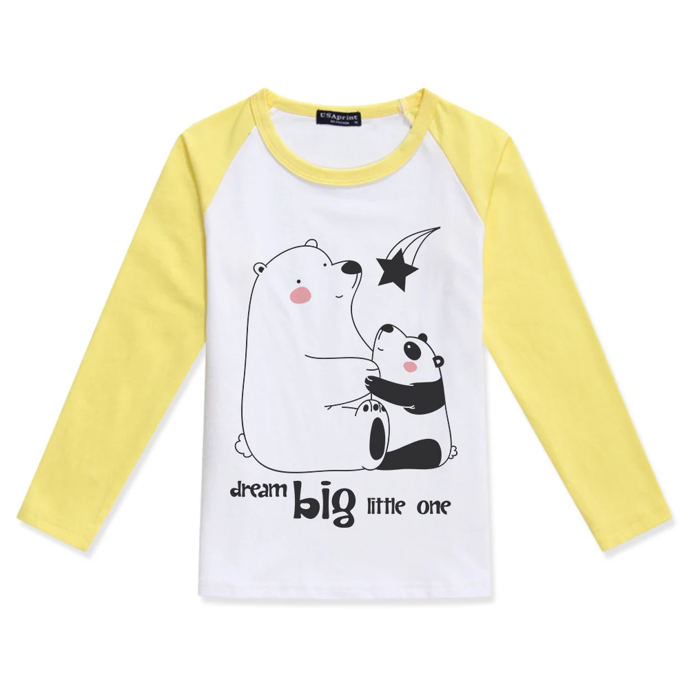 2019 de la Moda de Niños de Manga Larga T-Shirts de Algodón Niñas Niños Ropa Divertido Oso Panda Impresa Niños Camisetas de Bebé Niño de la Camiseta de la 3T-10T 1