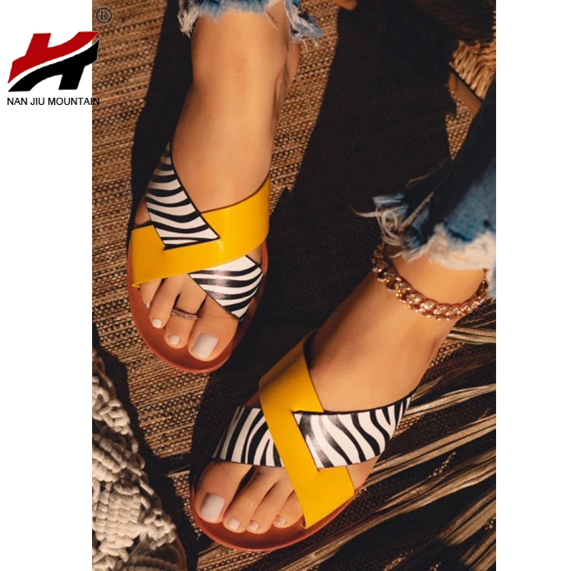 NAN DCI MONTAÑA 2021 de las Mujeres Sandalias Planas del Verano Dedo del pie Abierto Zapatillas Moda Zapatos al aire libre de la Playa de Zapatillas Más el Tamaño de 41 1