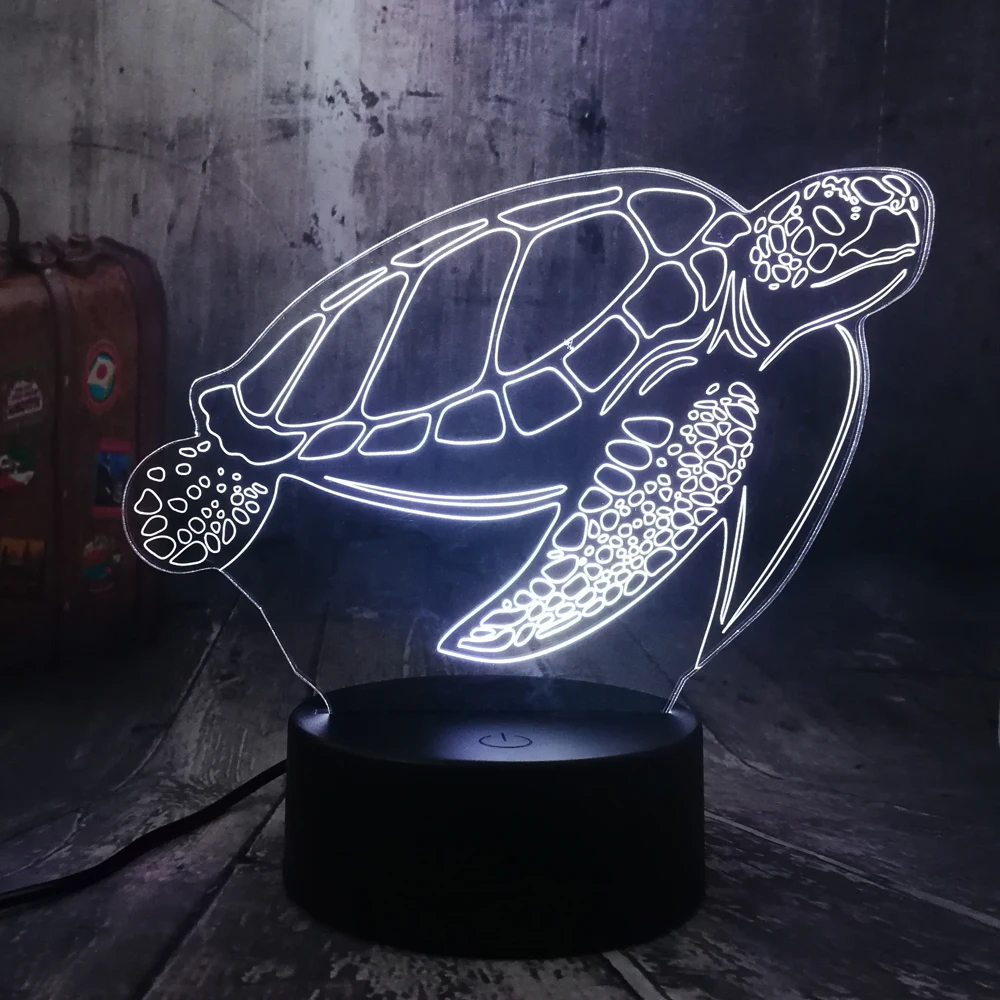 Océano de la Natación de los Animales Tortuga Chelonia mydas Tortugas Marinas 3D Luz de Noche LED Lámpara de Escritorio del Partido de la Decoración del Hogar, Chico de Juguete de Navidad de la Lámpara 1