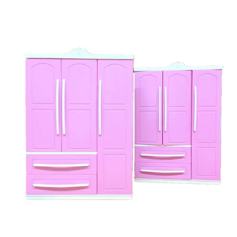 Tres puertas de color Rosa Moderno Armario set de juegos de Barbi Muebles Puede Poner Zapatos R9JD 1