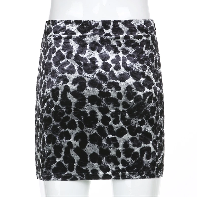 Sweetown de Terciopelo de Alta Cintura Falda Mini coreano de la Moda de Impresión de Leopardo Lindo Faldas de Mujer de la Vendimia Y2K Estética Kawaii de los años 90 la Ropa 1