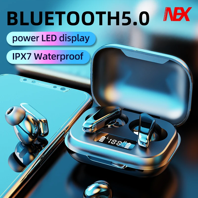 Mini Bluetooth 5.0 de Auriculares inalámbricos de 9D estéreo estéreo de deportes de agua ipx7 reducción de ruido de la música con los auriculares con micrófono. 1