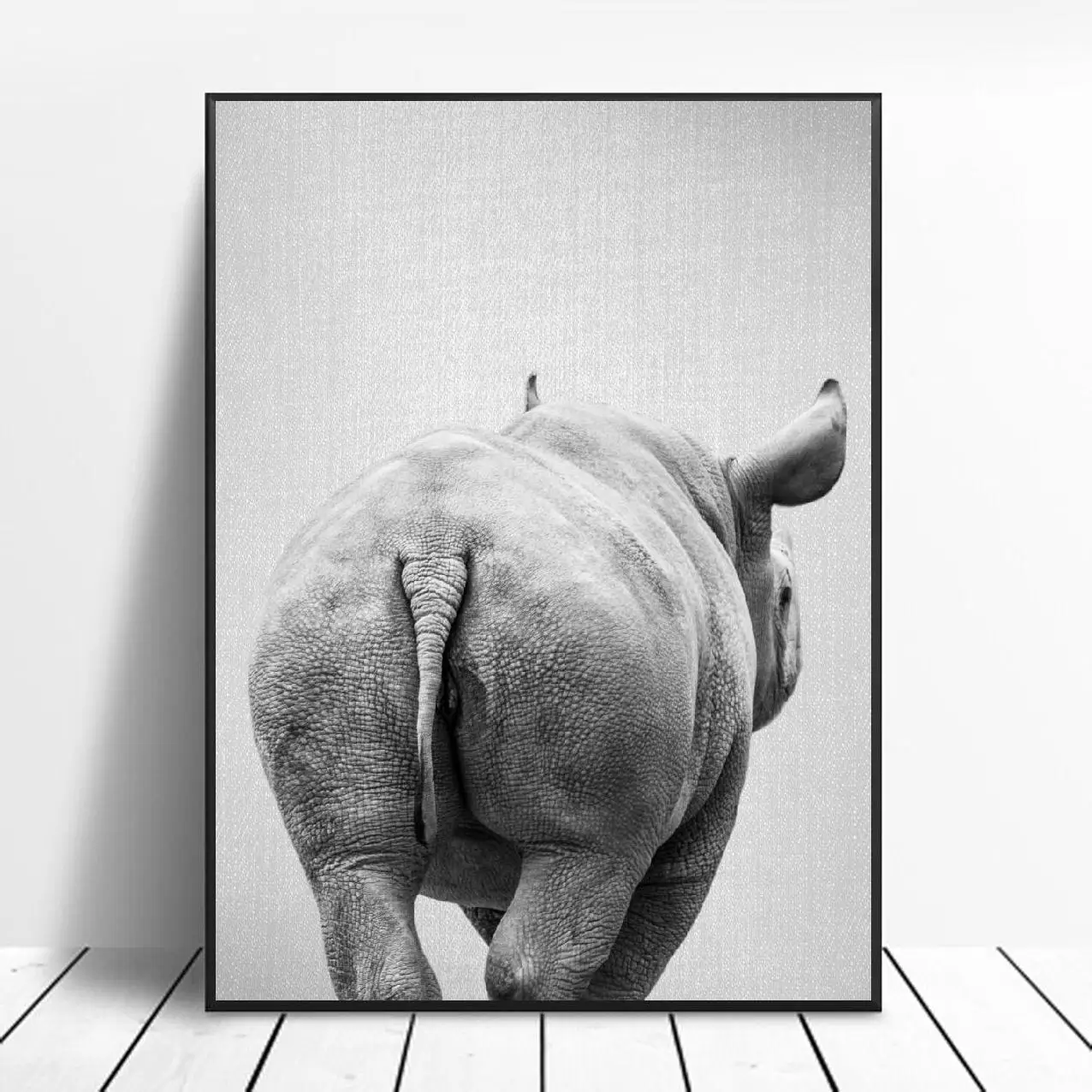 Black & White Rhino Cola Lienzo De Pintura De Arte De La Impresión Del Cartel De La Imagen De La Pared De Estilo Moderno Minimalista Dormitorio Sala De Estar Decoración 1
