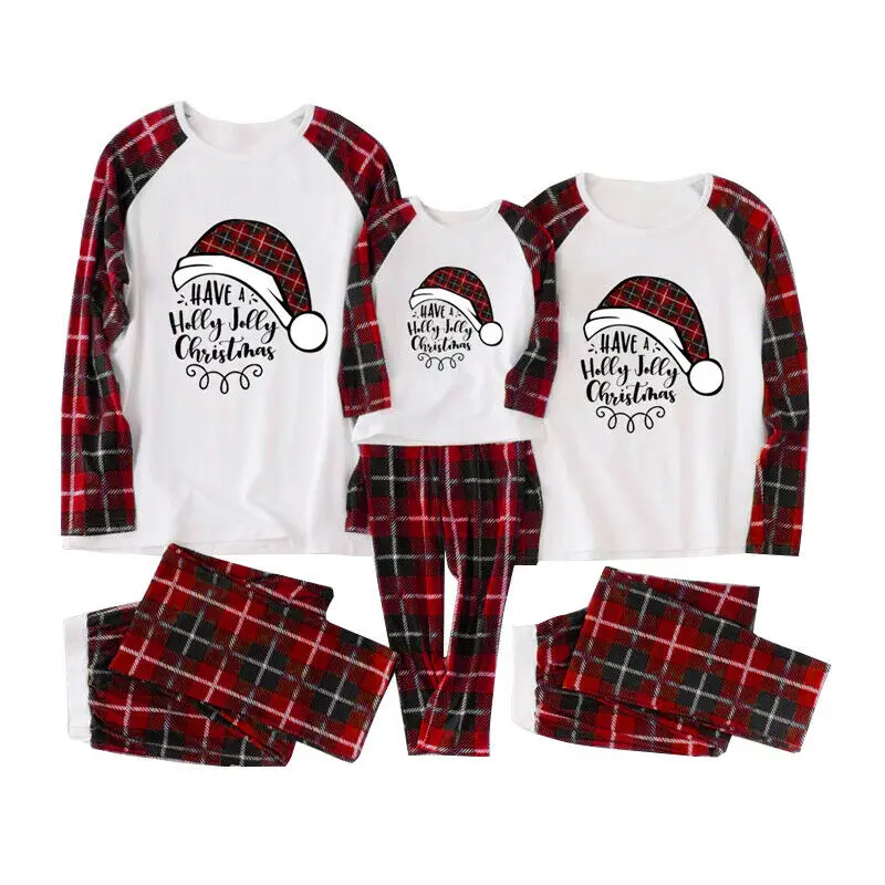 Navidad de la familia de Cuadros Pijama Conjunto de Ropa de la Familia Adulto Niños Pijamas de Bebé Mameluco de Santa Pijamas de NAVIDAD de la Familia coincidir la Ropa 1