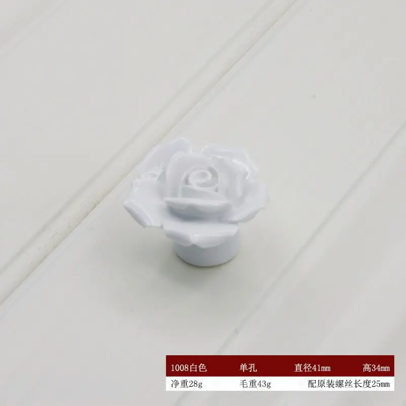 Rosa flor de cerámica de la manija de la mano moderno-una pizca de color del gabinete del cajón del gabinete manija de la puerta romántico de la manija 1