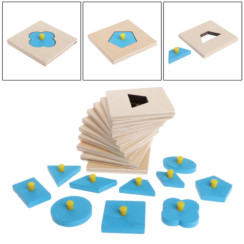 10pcs Montessori Formas de Clasificación de Rompecabezas de la Geometría de la Junta de Educación Preescolar de los Niños Juguetes 1