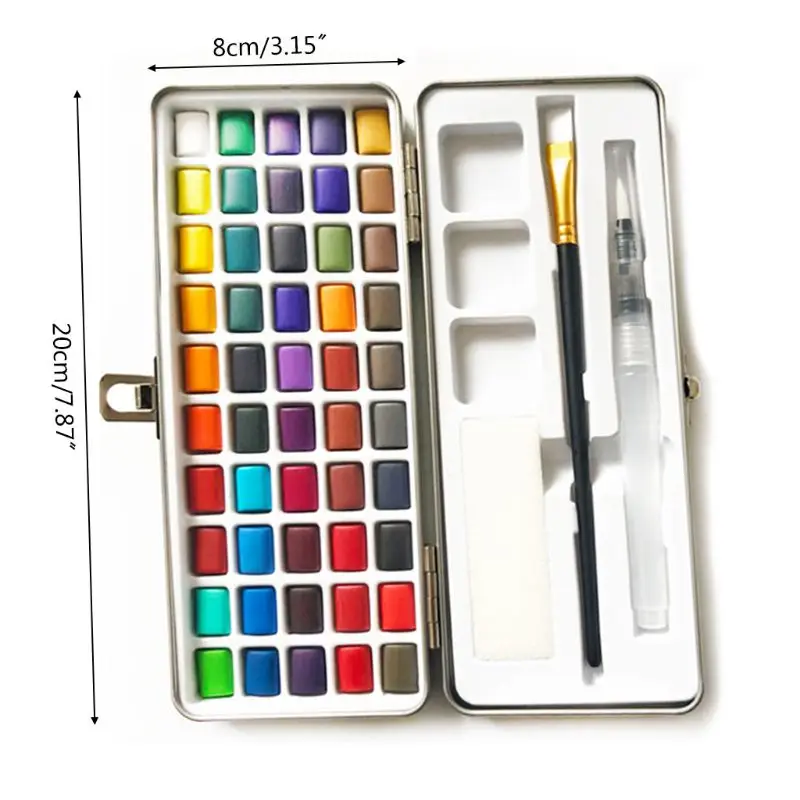 50 Colores Sólidos Acuarela Pintura Pigmento Conjunto Portátil para Principiantes Dibujo de Arte X6HB 1