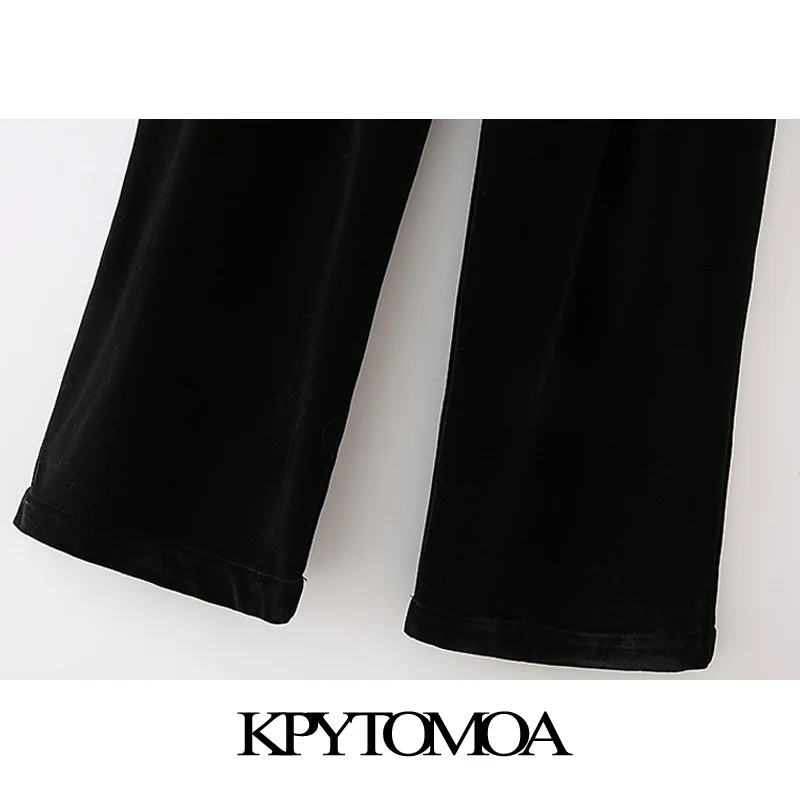 KPYTOMOA Mujeres 2020 de la Moda Desgaste de la Oficina Recto de Terciopelo Pantalones Vintage de Cintura Alta Bolsillos Laterales Mujeres de Tobillo Pantalones de Mujer 1