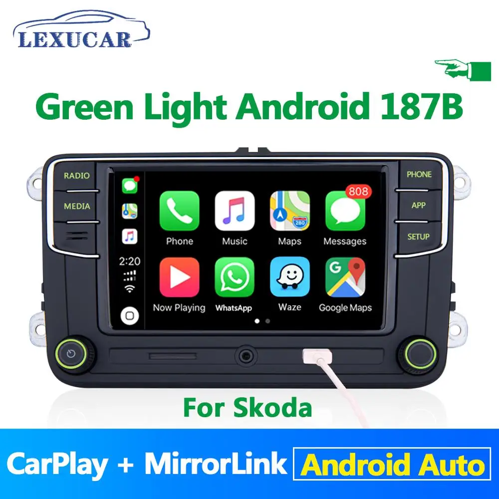 Botón verde Luz Verde de Menú de Android Auto Carplay Noname RCD330 RCD330G Plus Para Skoda Fabia Octavia Excelente Yeti 6RD 035 187B 1
