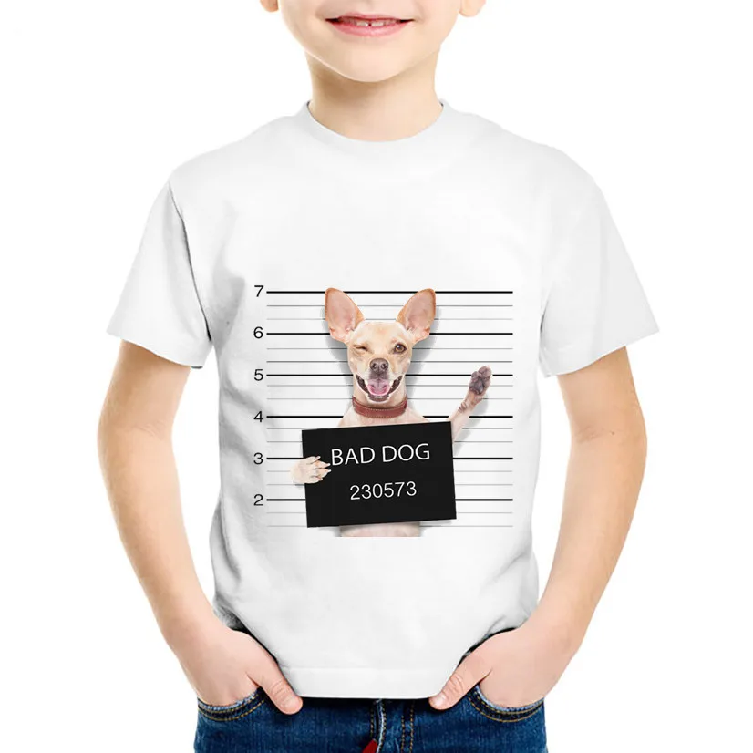 Perro Policía gráfico Impreso camisetas de animales Divertidos ropa de Niños MAL Perro Pug, Bulldog Verano Camisetas de niñas camiseta de los niños para los niños 1
