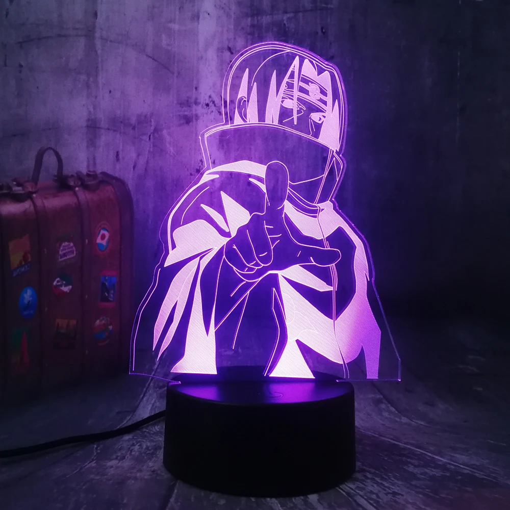 Naruto Leyendas Uchiha Sasuke Uzumaki Naruto 3D Luz de Noche LED USB Tabla Sueño Lámpara de la Decoración de la Habitación del Niño Niño Niño Juguete de Navidad de la lámpara 1