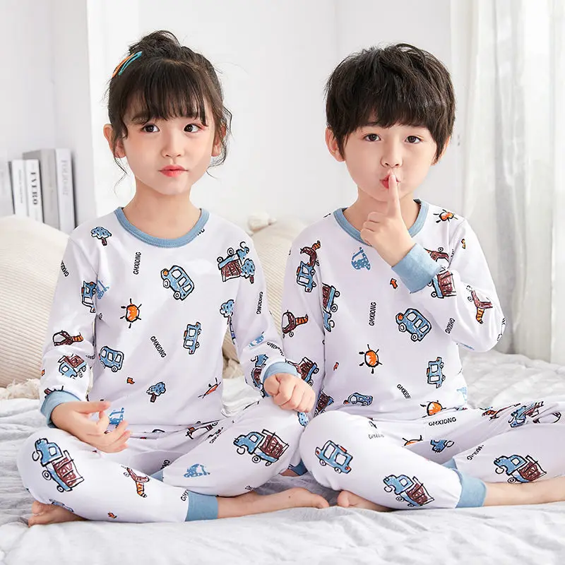El Otoño De Los Niños De Algodón Pijama Conjunto Para Niñas Y Niños, Ropa Camiseta+Pantalones Pijamas Traje De Niño Bebé Ropa De Dormir Ropa De Dormir Para 4 6 8 10 12 1