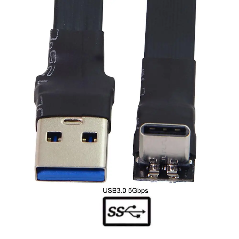 Hasta en Ángulo Plano USB-C Cable de Tipo C Macho a USB3.0 Cable de Datos 20cm Slim Flat Blanda para Tablet y Teléfono y ordenador Portátil 1