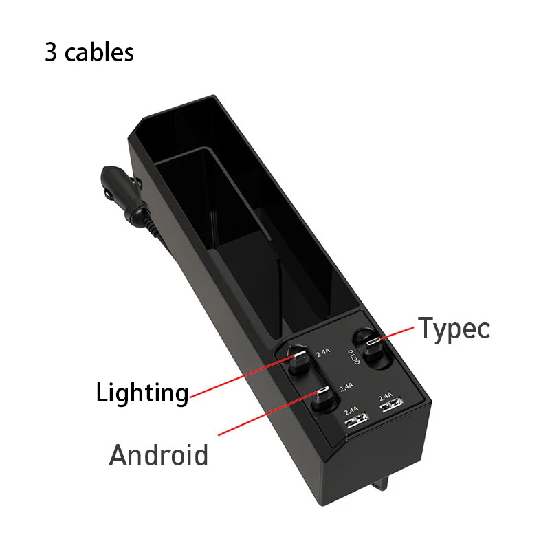 Nuevo Asiento de Coche de Grietas de la Caja de Almacenamiento USB Multi-función de Organizador con el cable de Carga del Interior del Coche Accesorios Organizador de las cosas 1