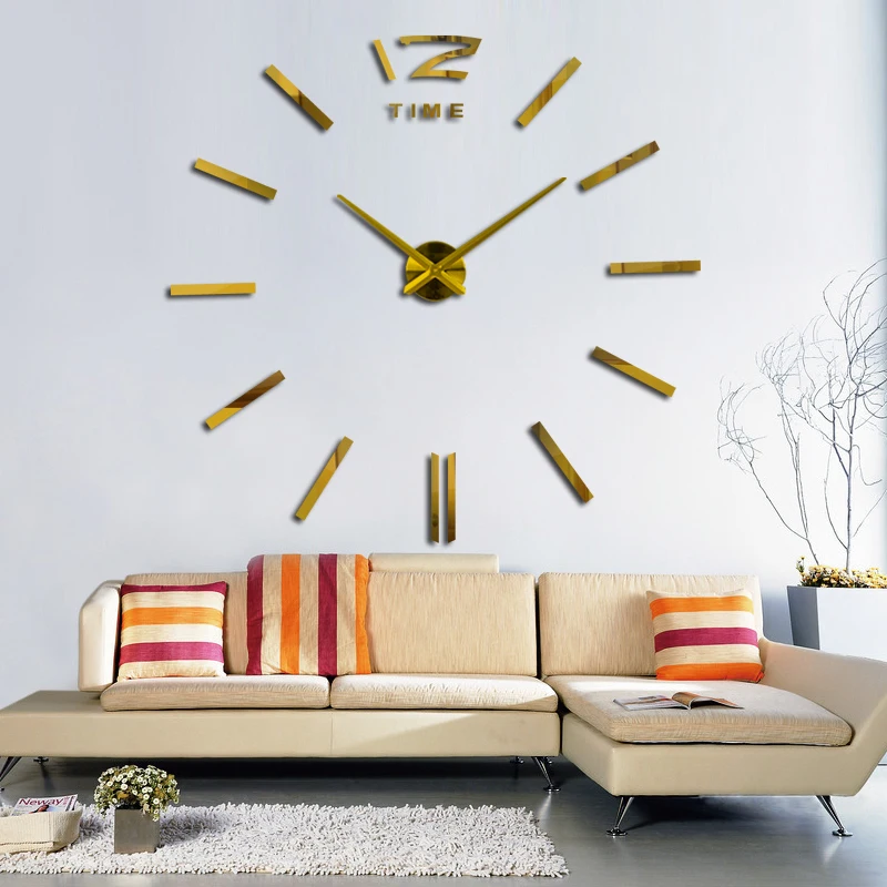Nueva llegada relojes de Cuarzo Breve relojes 3d real gran reloj de pared se apresuraron espejo pegatinas diy sala de estar DESCUENTOS Aún la vida 1