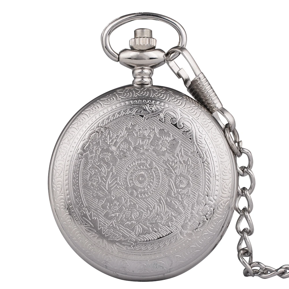 Retro Vintage Plateado Reloj De Bolsillo De Cuarzo Analógico Colgante De Collar De Las Mujeres De Los Hombres Relojes De La Cadena De Regalo 1
